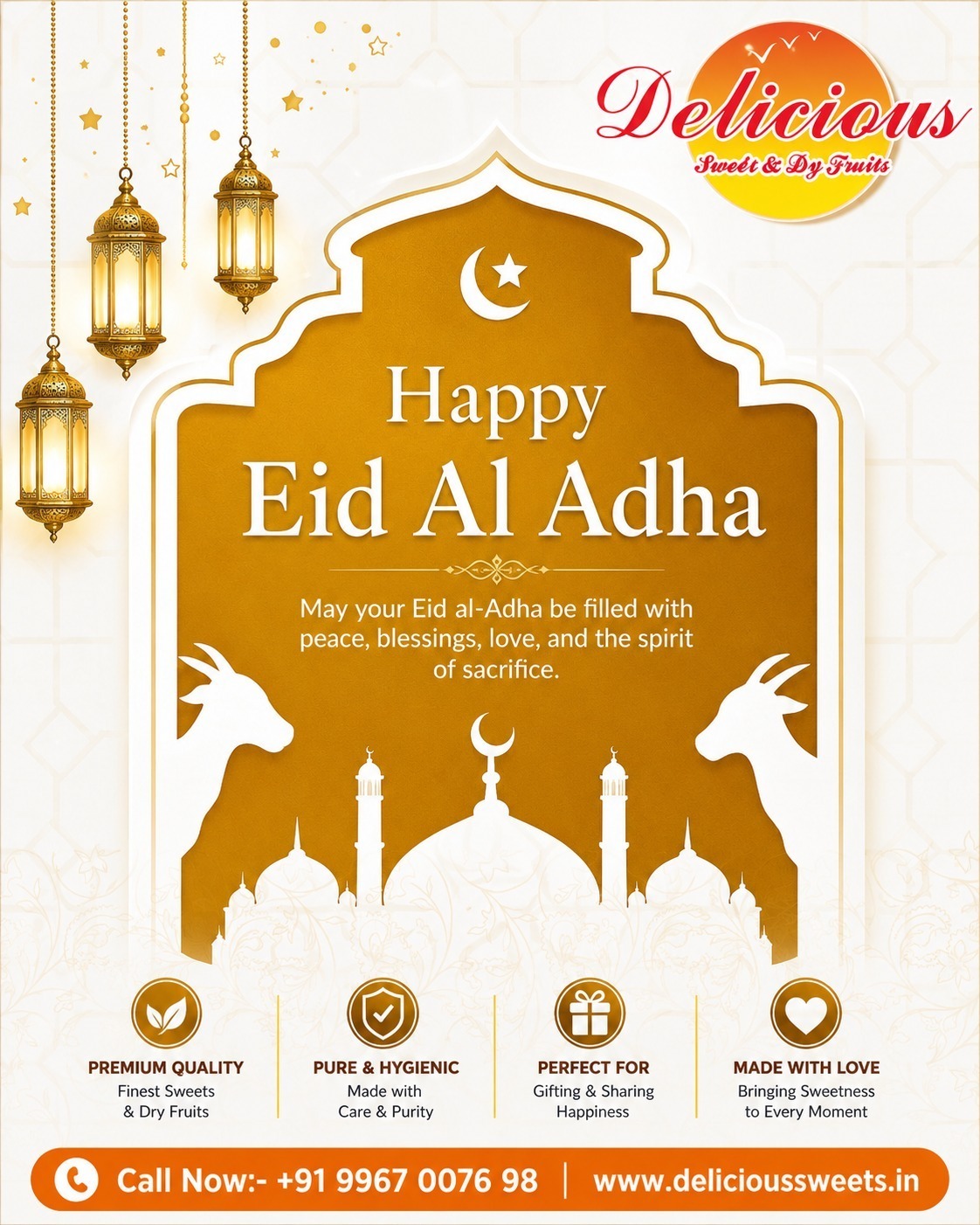 Eid Al-Adha Mubarak from Delicious Sweets & Dry Fruits!