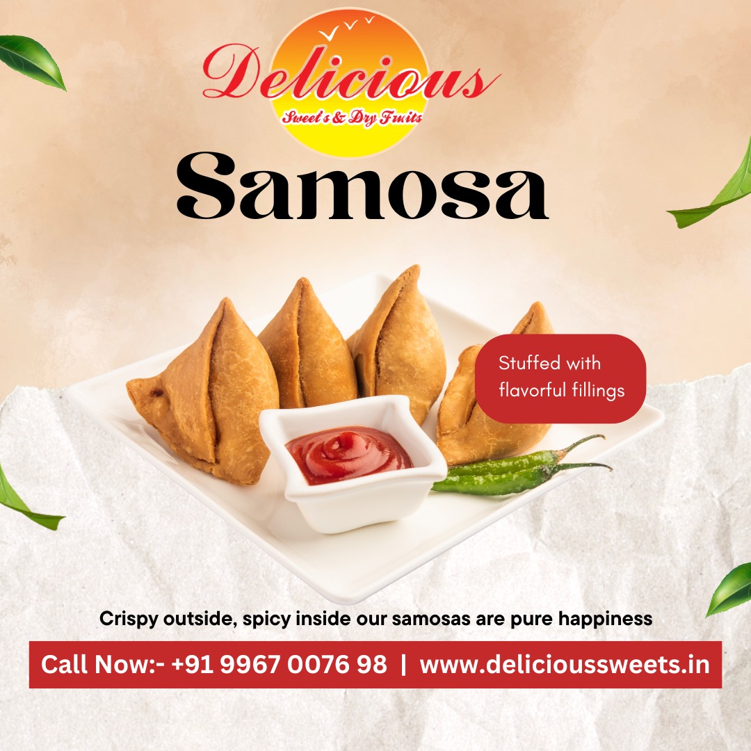 There’s nothing more satisfying than biting into a golden, crispy samosa fresh from Delicious Sweets & Dryfruits!