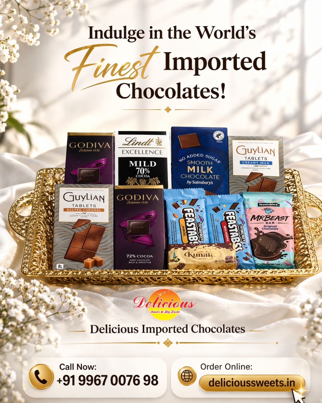 Indulge in the world’s finest imported chocolates, crafted to deliver pure luxury in every bite